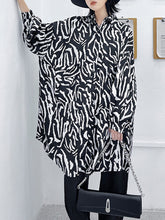 Zebra Printed Long Sleeves Loose Blouse